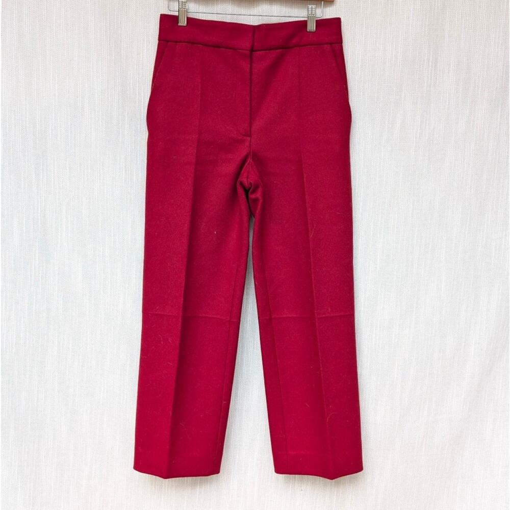 COS Red Wool Blend High Rise Straight Leg Trouser Pants, size EU34/US4